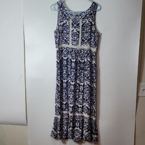 Altar'd State Blue Round Neck Sheath Midi Dress